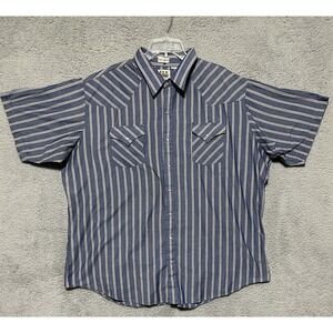 Ely Cattleman Western Pearl Snap Shirt Mens 3XLT Blue‎ Striped Rodeo Cowboy Y2K